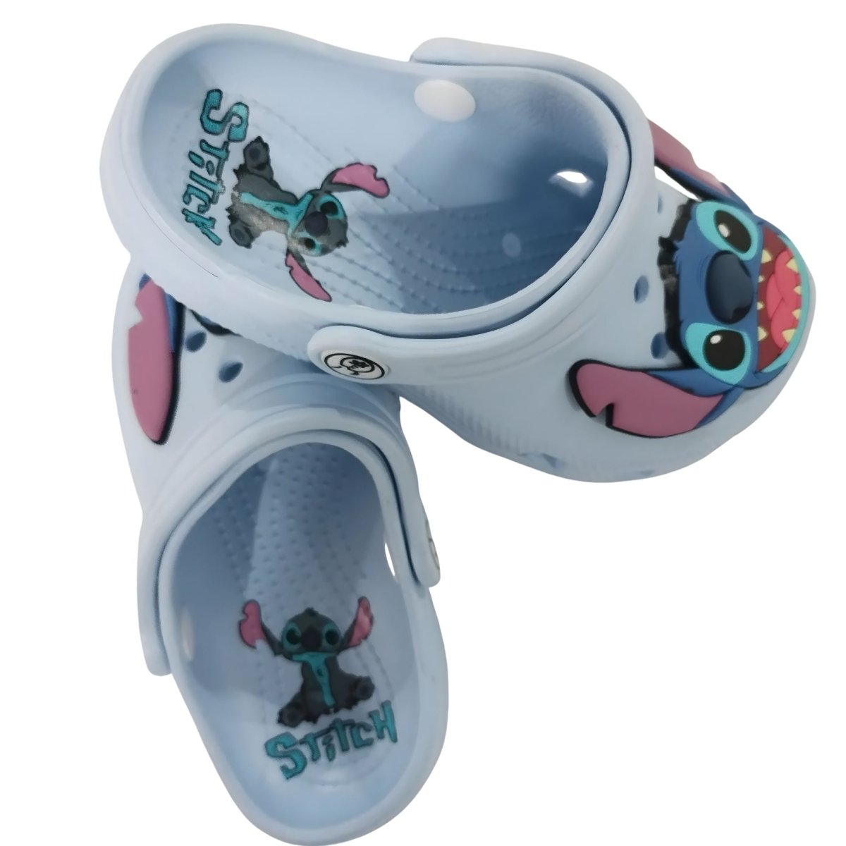Blue Alien kids non-slip sandals, top-down view showing closure and fit