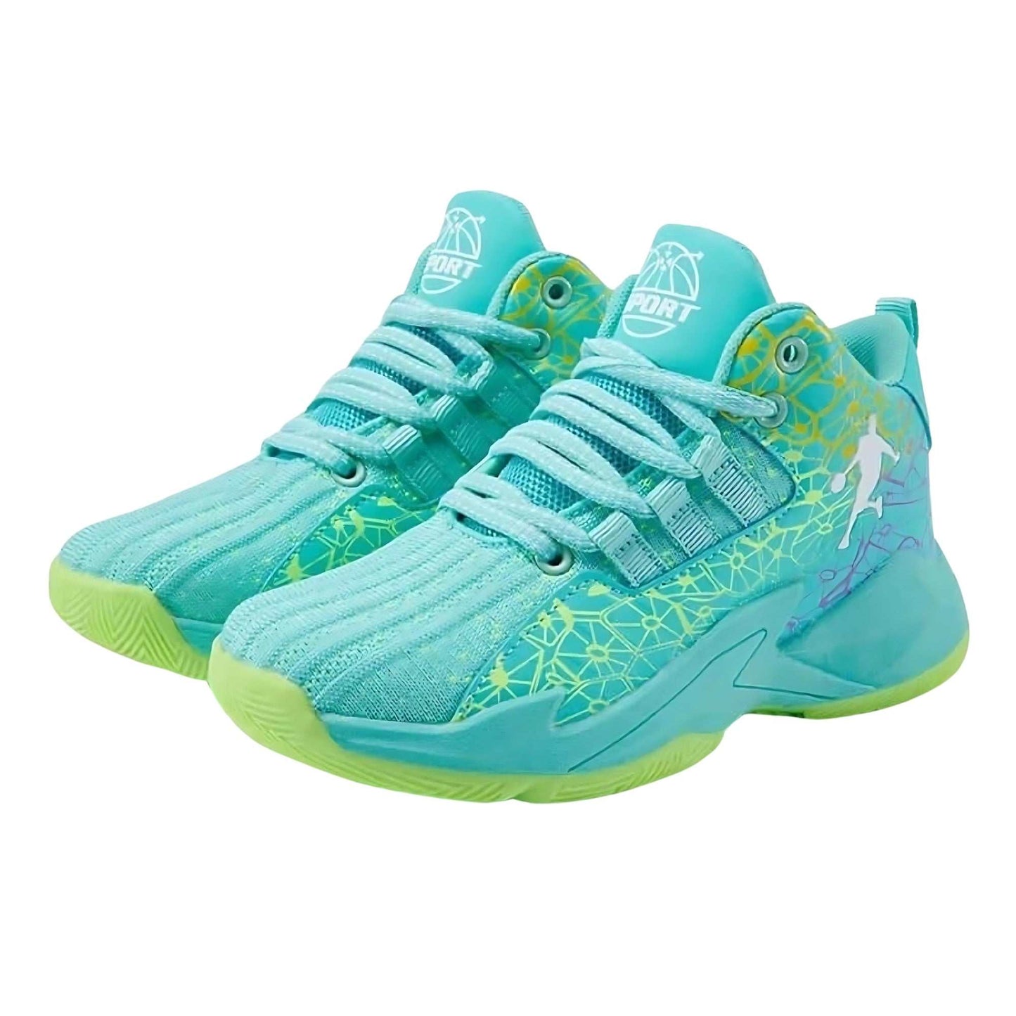 Slam Dunk Pro Kids Basketball Shoes in lime colour