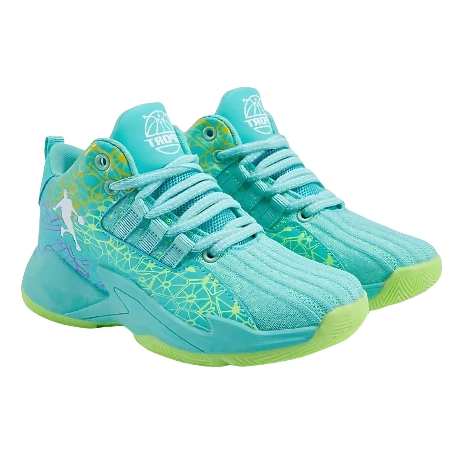 Slam Dunk Pro Kids Basketball Shoes in lime colour side view