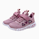 Close-Up of Heart Design on Kids' Love Heart Sneakers Design Detail