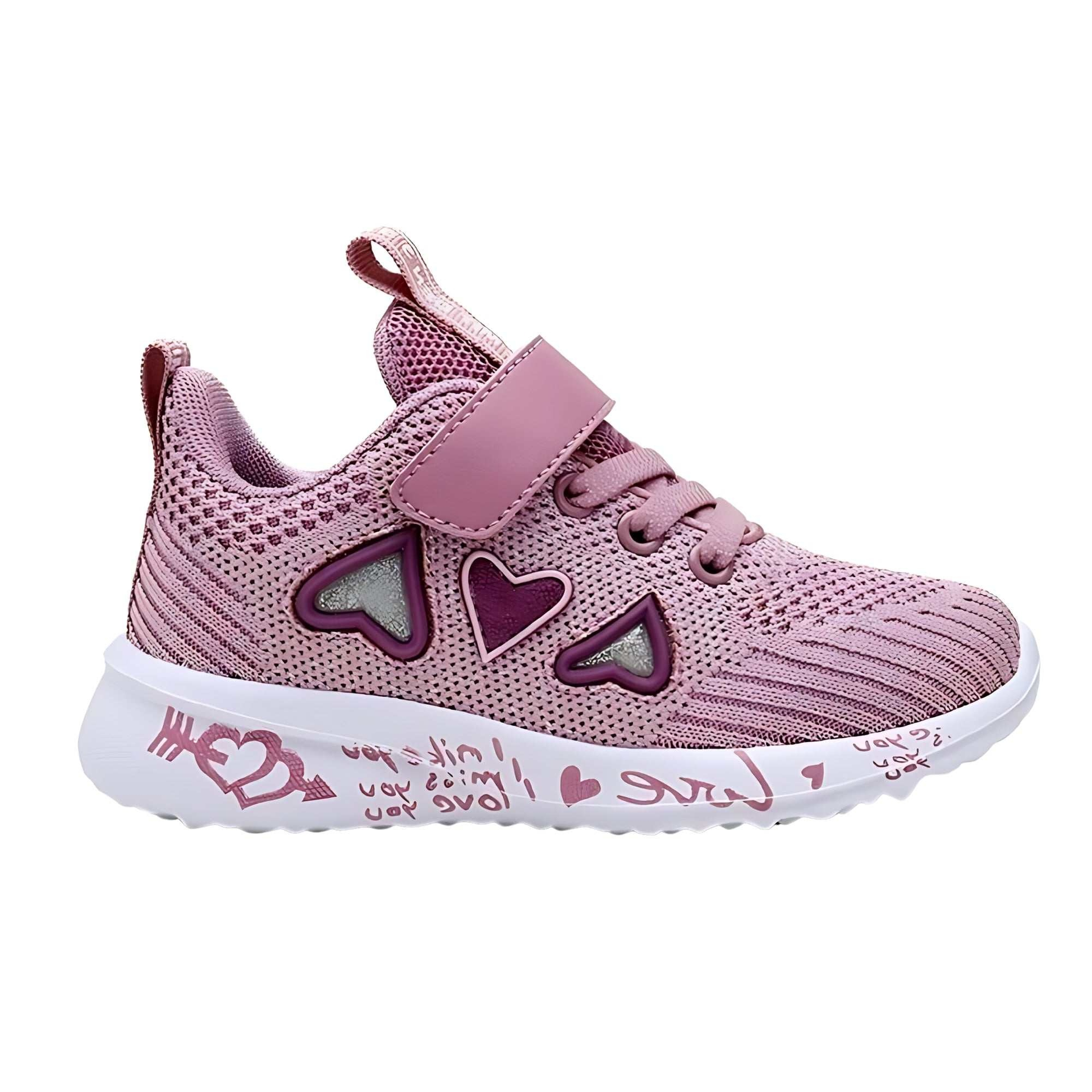 Side View of Love Heart Mesh Sneakers