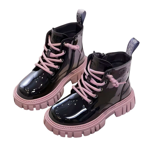 Pink Blossom Girls Combat Boots - Kiddos Kicks