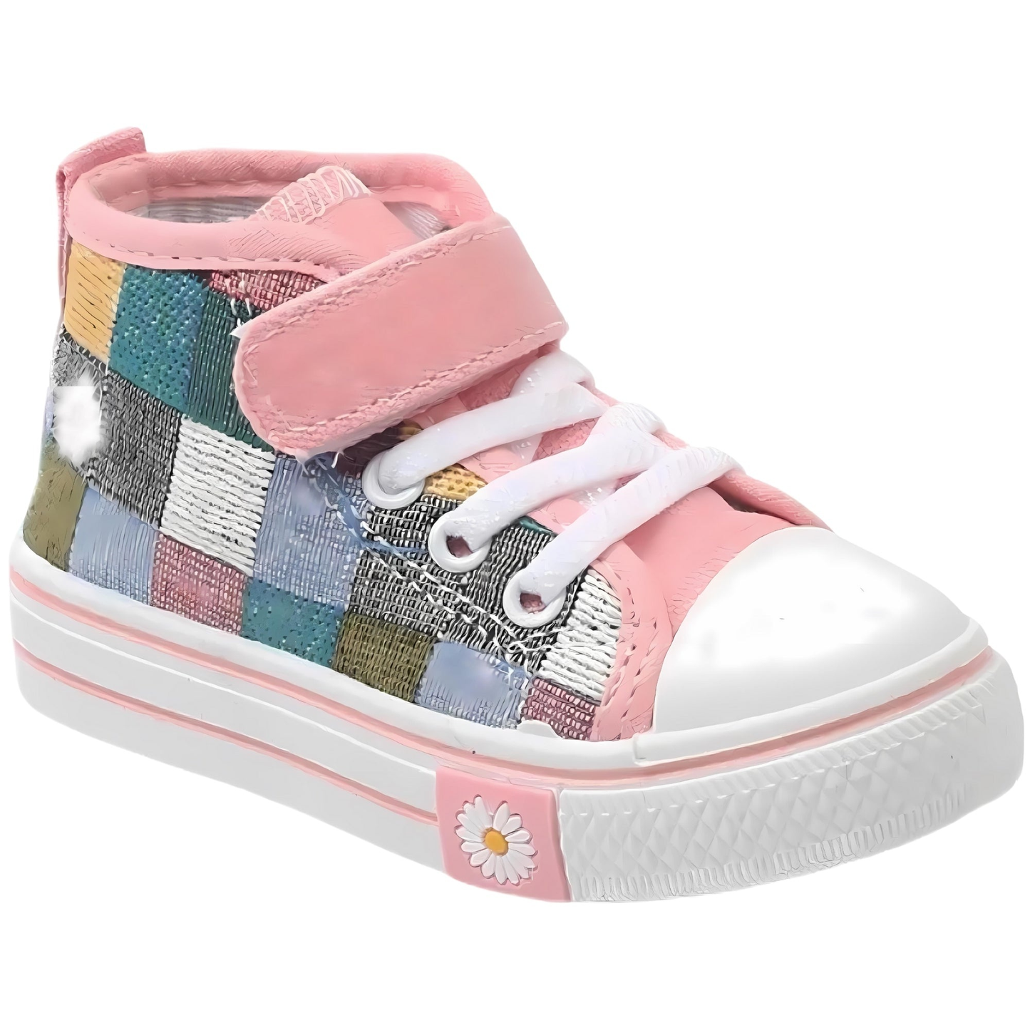 Trendy Pink Checkered High Tops with Durable Sole