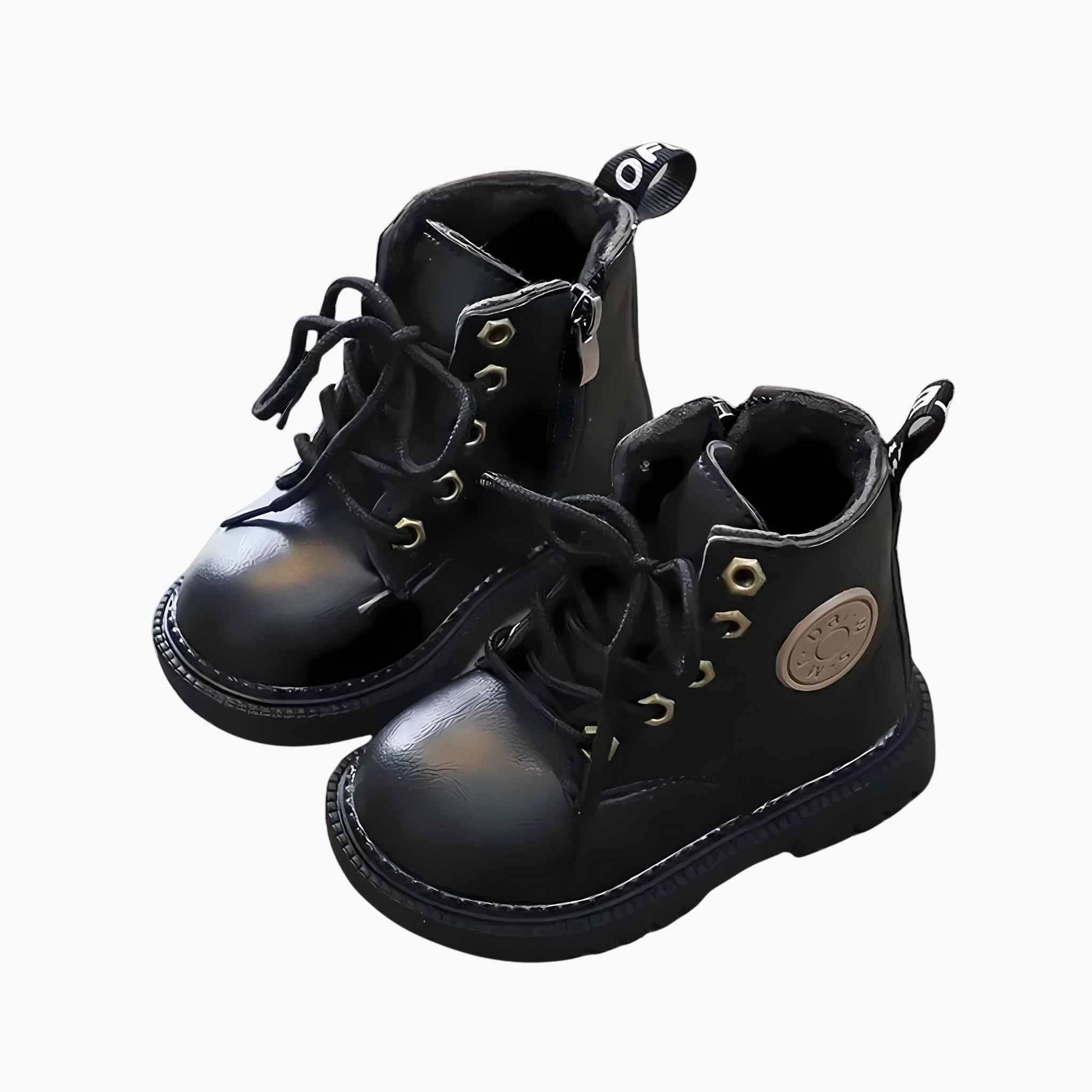 Black Bear Plush Boots for Kids front view