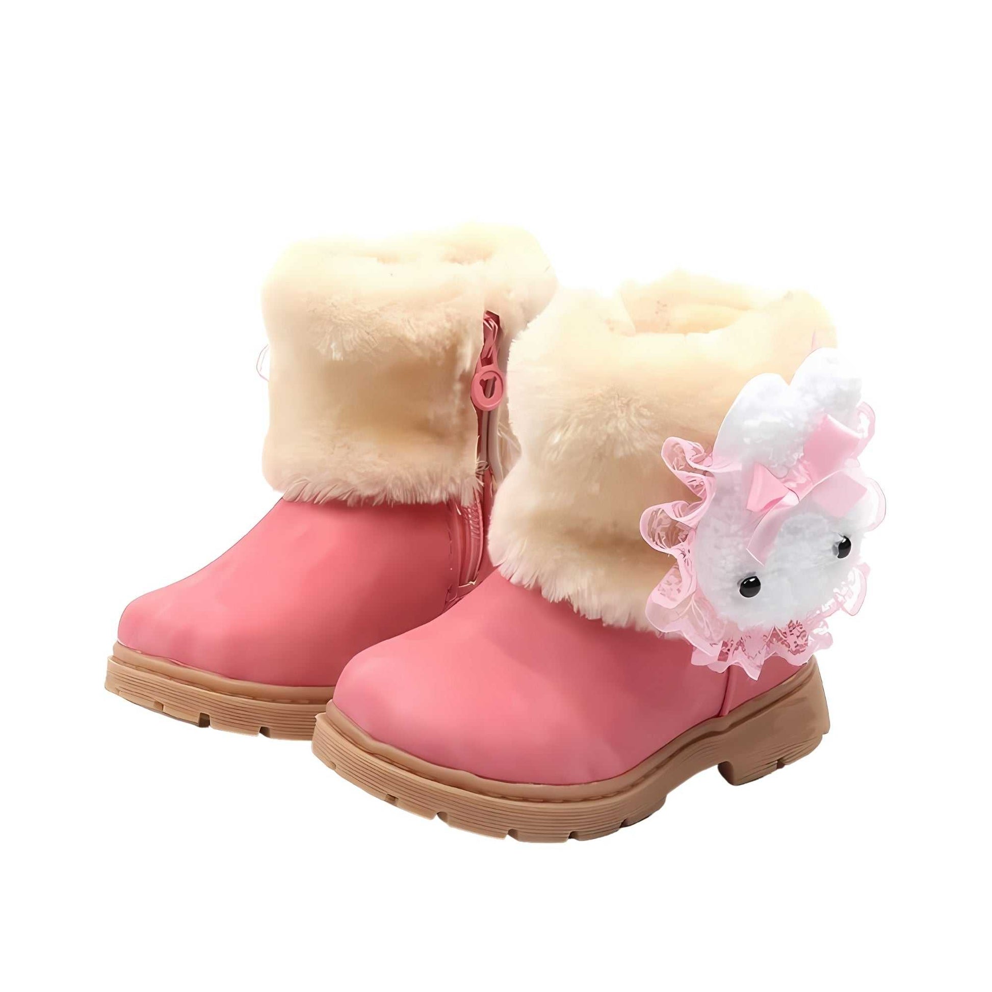 Rabbit Fleece Kids' Snow Boots with Plush Lining