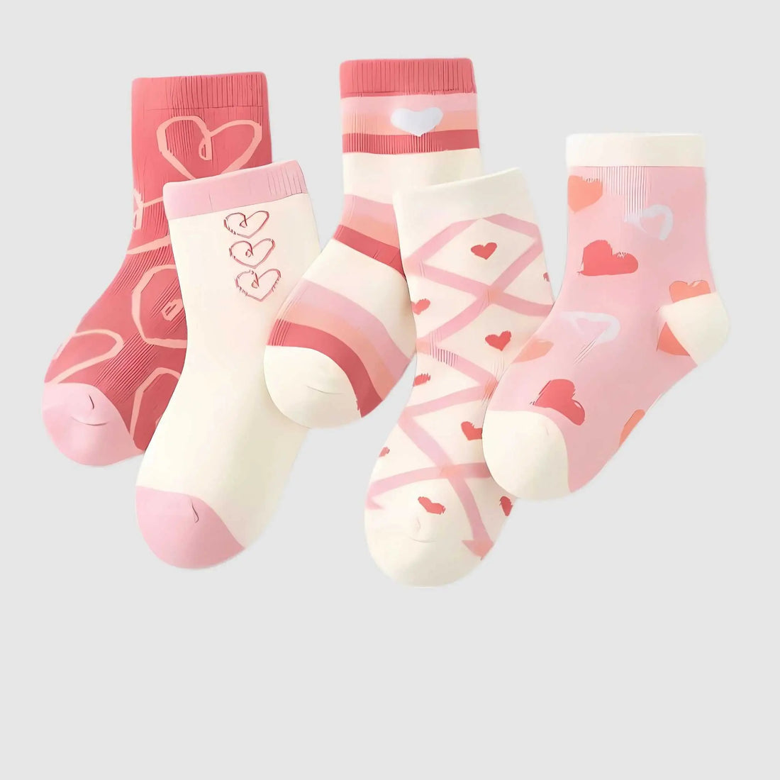 Girls' Heart Cotton Socks 5-Pack Kiddos Kicks