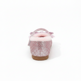 Girls Glitter Bow Plush Winter Flats