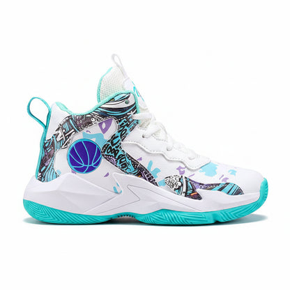 Kids High-Top Basketball Sneakers Graffiti