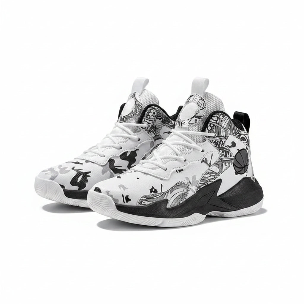 Kids High-Top Basketball Sneakers Graffiti