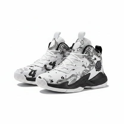 Kids High-Top Basketball Sneakers Graffiti