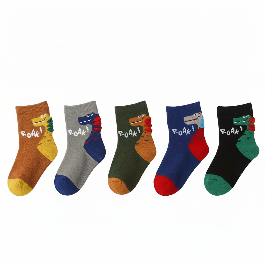 Dino Roar Kids Cotton Socks 5 Pack