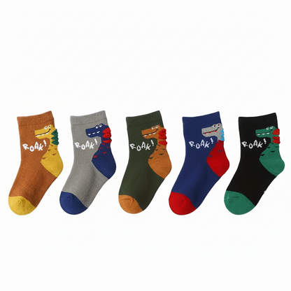 Dino Roar Kids Cotton Socks 5 Pack