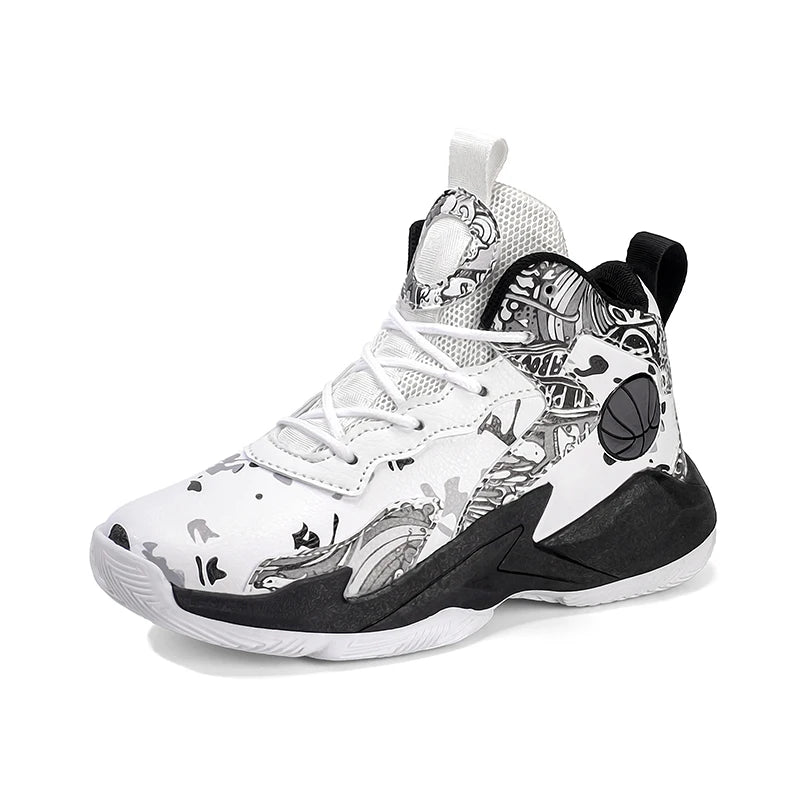 Kids High-Top Basketball Sneakers Graffiti