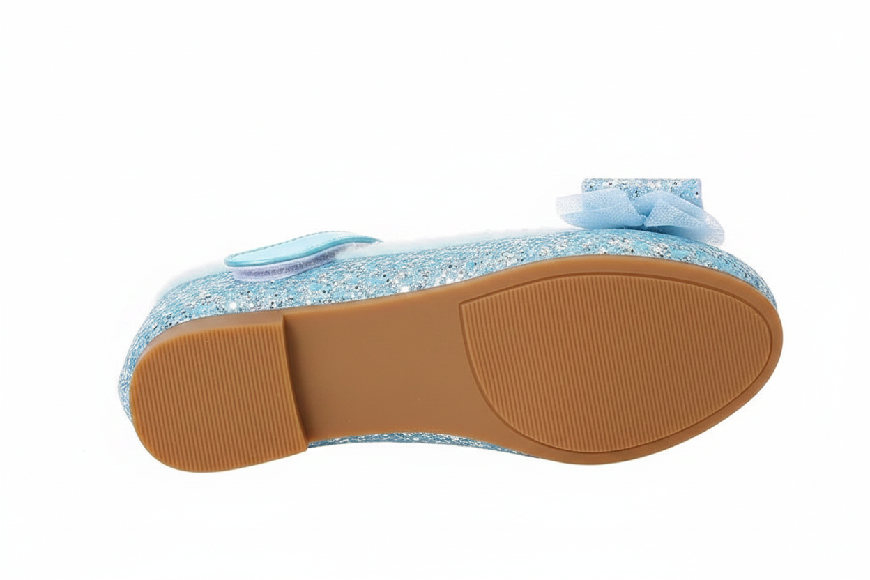 Girls Glitter Bow Plush Winter Flats
