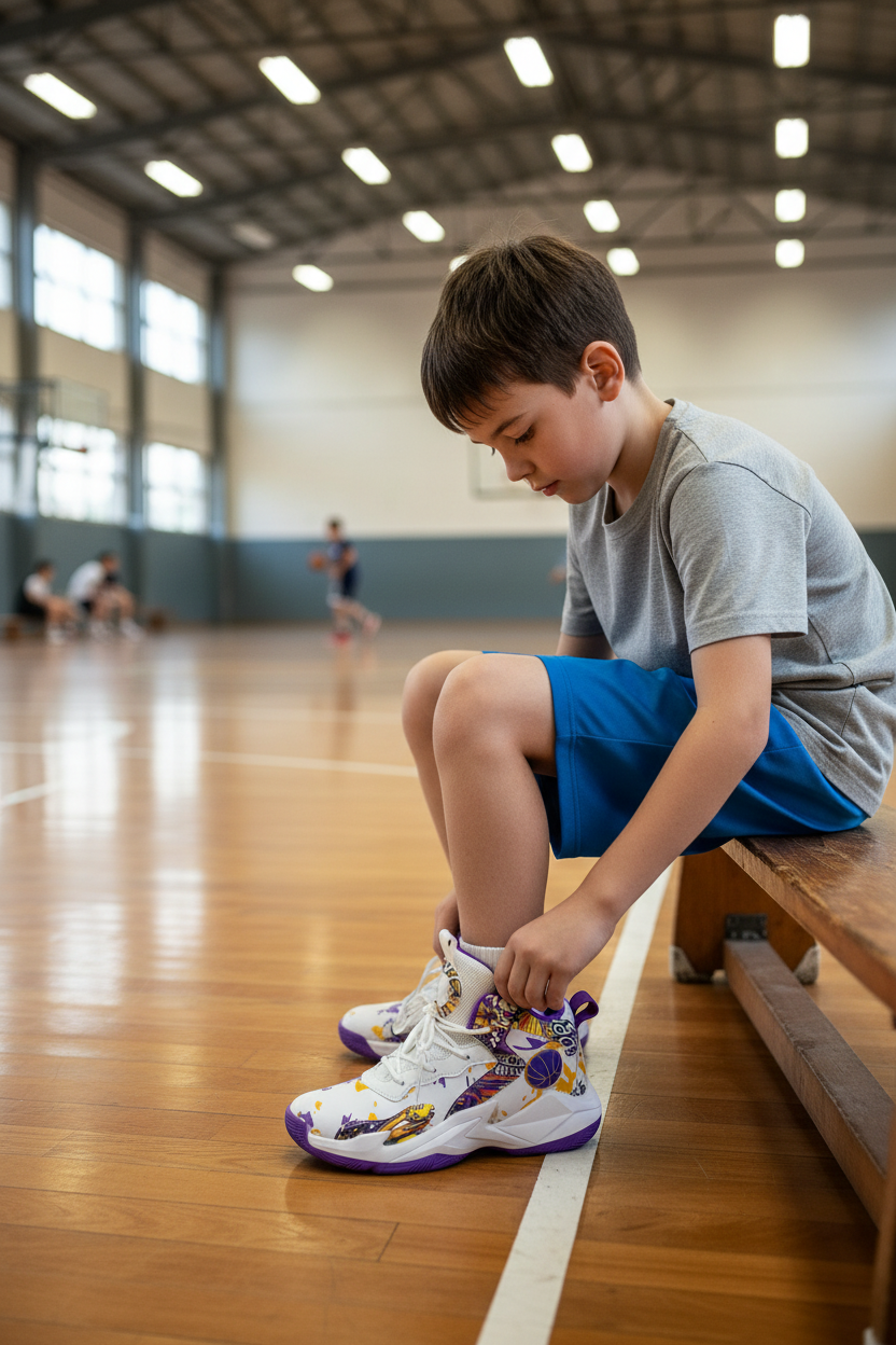 Kids High-Top Basketball Sneakers Graffiti