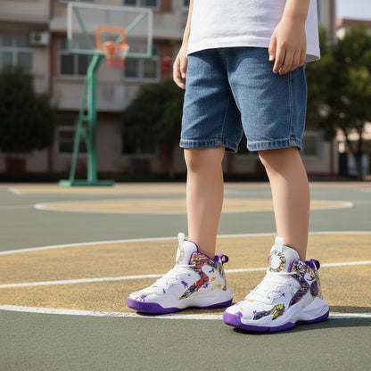 Kids High-Top Basketball Sneakers Graffiti