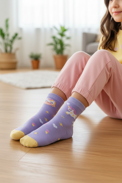 Unicorn Bow Kids Mid-Calf Socks 5 Pack