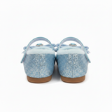 Girls Glitter Bow Plush Winter Flats