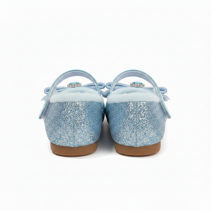 Girls Glitter Bow Plush Winter Flats