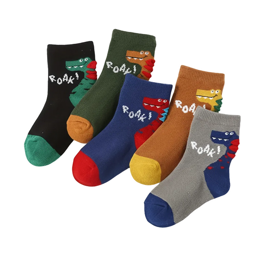 Dino Roar Kids Cotton Socks 5 Pack