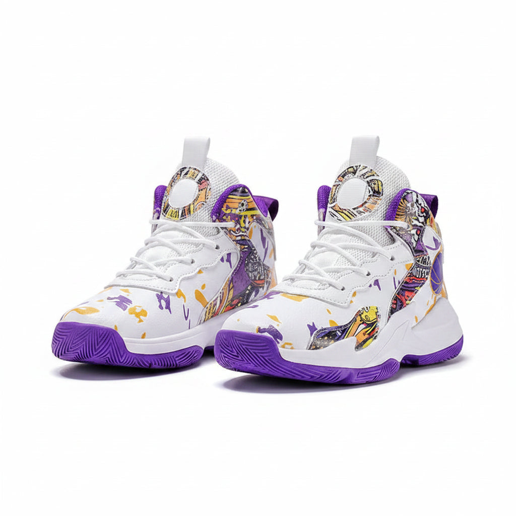 Kids High-Top Basketball Sneakers Graffiti