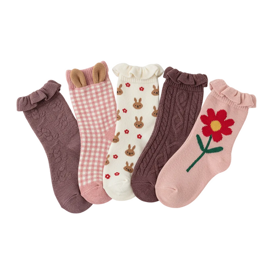 Autumn Leaves Kids Cotton Socks 5 Pack