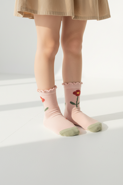 Autumn Leaves Kids Cotton Socks 5 Pack