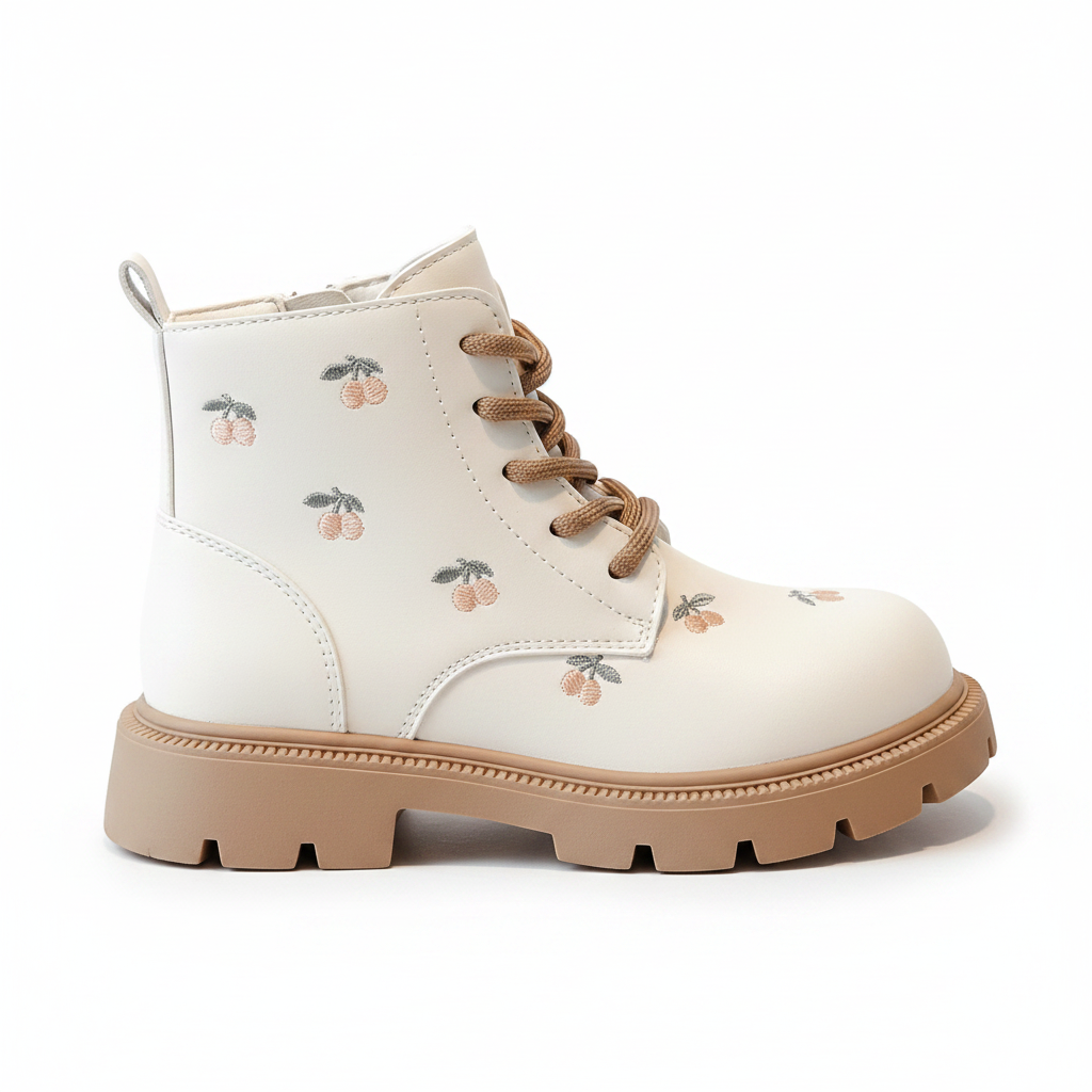 Blossom kids winter ankle boots, side profile showing sole and upper detail