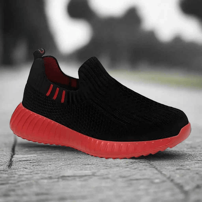 Speed Blaze crimson kids sneakers, back view showing heel and ankle detail