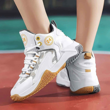 Gold Vibe court kids sneakers, top-down view showing closure and fit