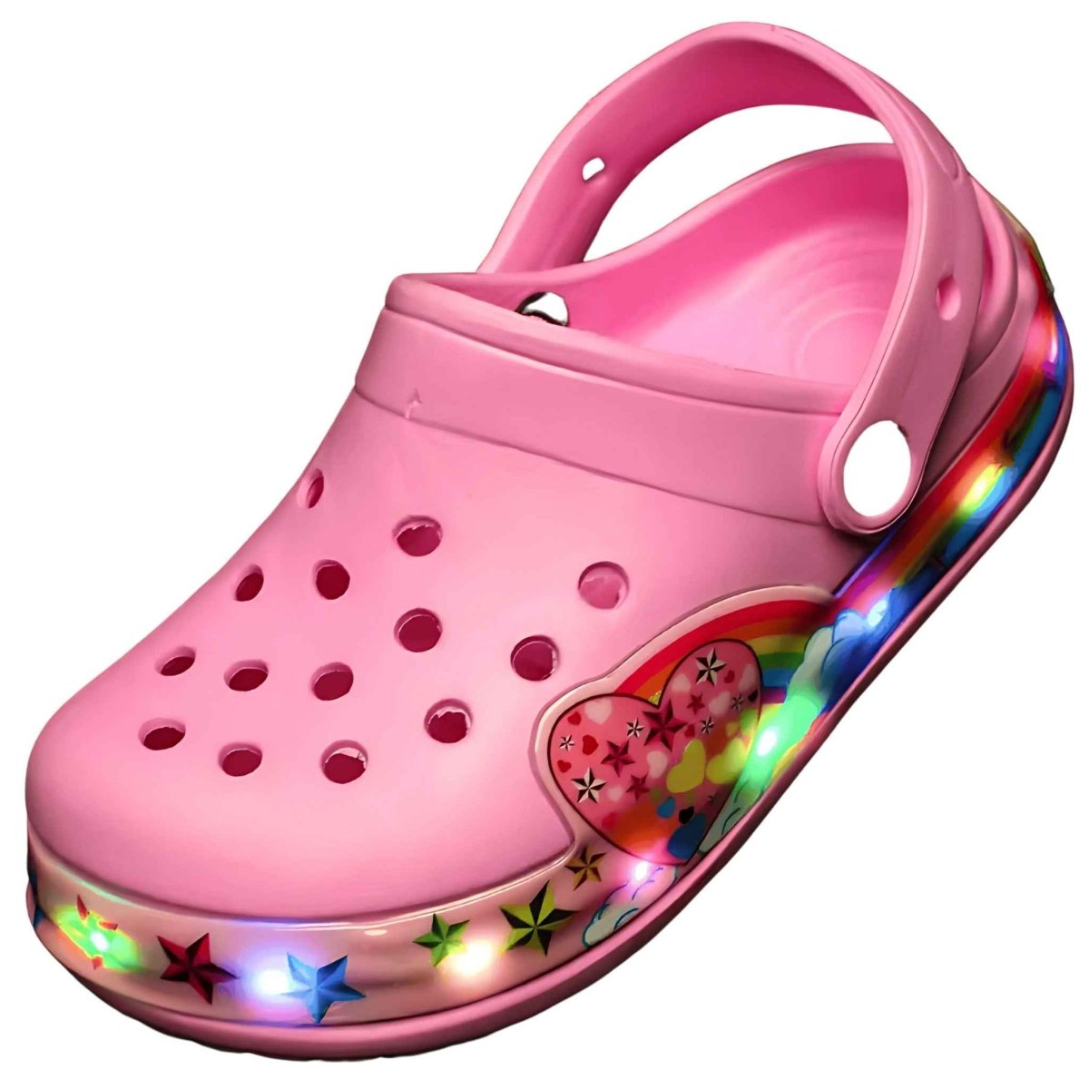 Heart LED Pink Kids Clogs - Kids slides in 24 | Boys & Girls Shoes Online Australia | Kiddos Kicks