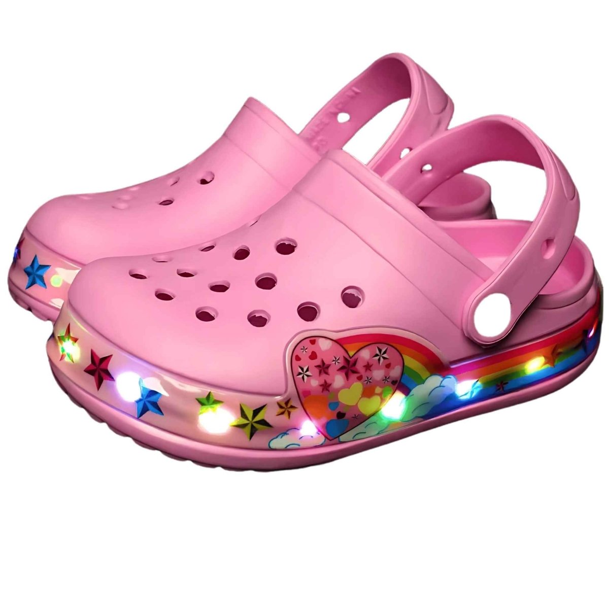 Heart LED Pink Kids Clogs - Kids slides in 24 | Boys & Girls Shoes Online Australia | Kiddos Kicks