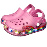 Heart LED Pink Kids Clogs - Kids slides in 24 | Boys & Girls Shoes Online Australia | Kiddos Kicks