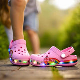 Heart LED Pink Kids Clogs - Kids slides in 24 | Boys & Girls Shoes Online Australia | Kiddos Kicks
