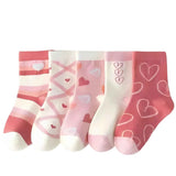 Heart - Print Cotton Kids Socks 5 Pack - Kids in 0 - 2 | Boys & Girls Shoes Online Australia | Kiddos Kicks