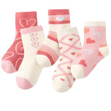 Heart - Print Cotton Kids Socks 5 Pack - Kids in 0 - 2 | Boys & Girls Shoes Online Australia | Kiddos Kicks