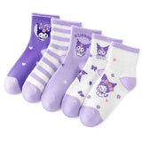 Kuromi Kids Cotton Mid - Calf Socks 5 - Pack - Kids in 2 - 5 | Boys & Girls Shoes Online Australia | Kiddos Kicks