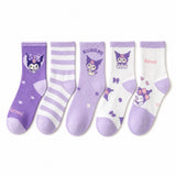 Kuromi Kids Cotton Mid - Calf Socks 5 - Pack - Kids in 2 - 5 | Boys & Girls Shoes Online Australia | Kiddos Kicks
