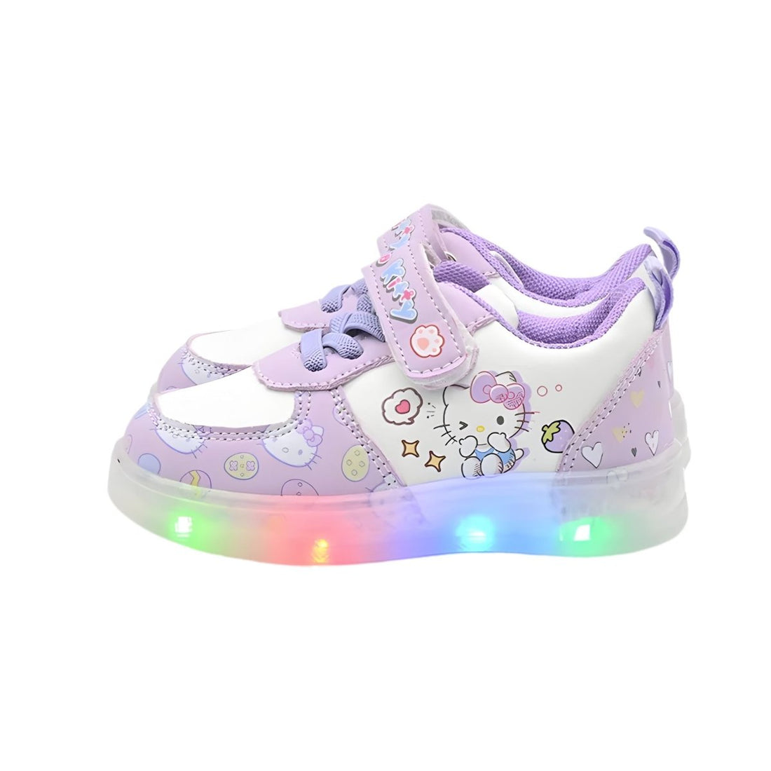 LED Kawaii Canvas Kids Sneakers – Kids in Purple | Durable, comfy | Kiddos Kicks Australia