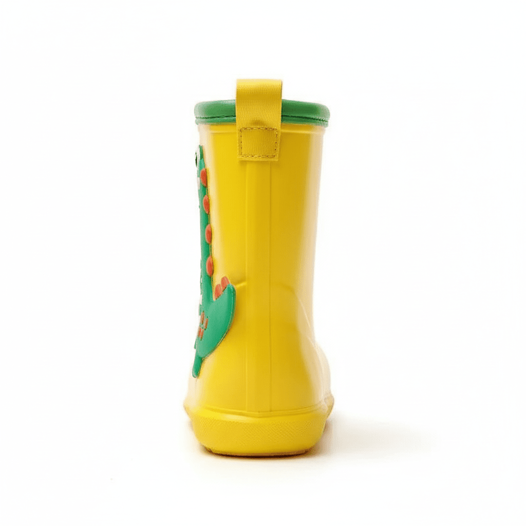 Dino waterproof kids rain boots, additional angle showing design features