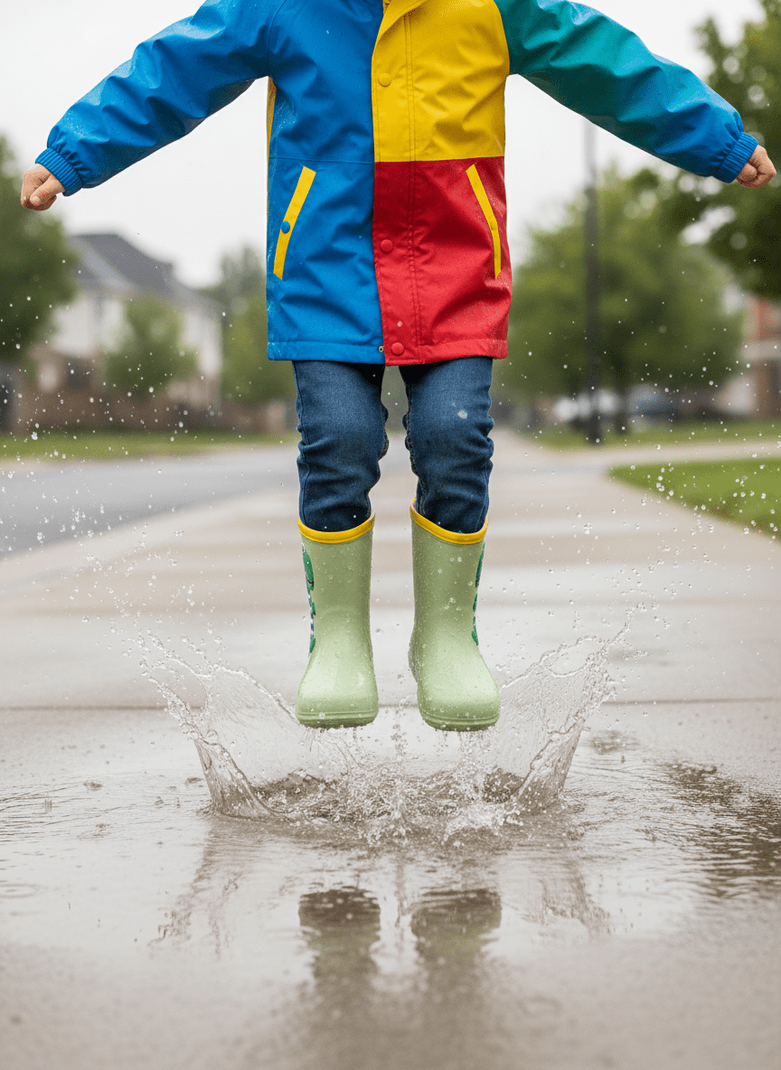 Dino waterproof kids rain boots, top-down view showing closure and fit