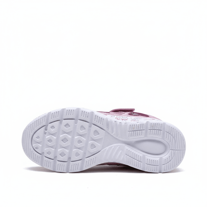 Love-Note heart kids runners, angled view showing colour and shape