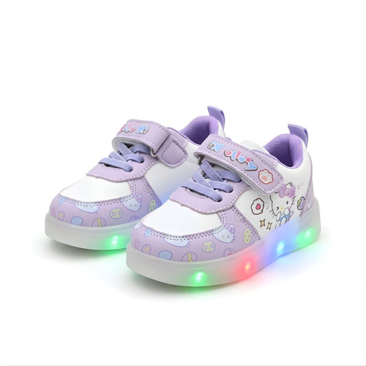 Hello Kitty LED light up kids sneakers, front view showing full design