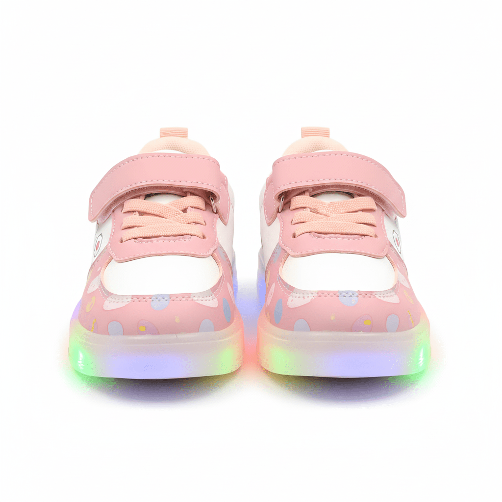 LED Kawaii Canvas Kids Sneakers – Kids in Pink | Durable, comfy | Kiddos Kicks Australia