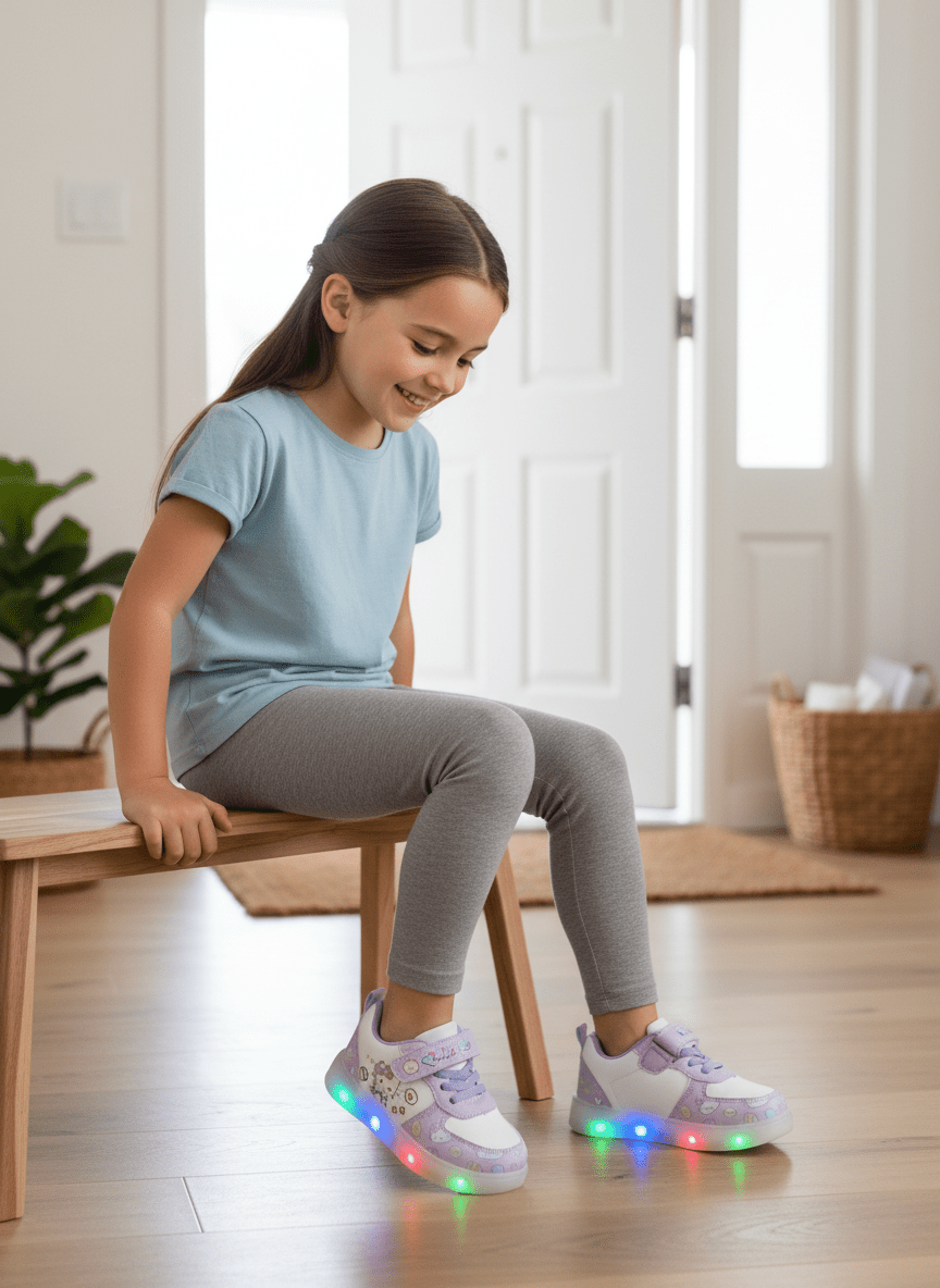 LED Kawaii Canvas Kids Sneakers – Kids in Pink | Durable, comfy | Kiddos Kicks Australia