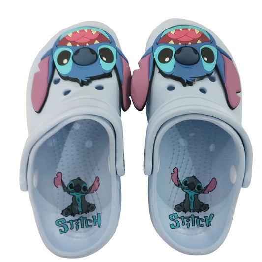 Blue Alien kids non-slip sandals, front view showing full design