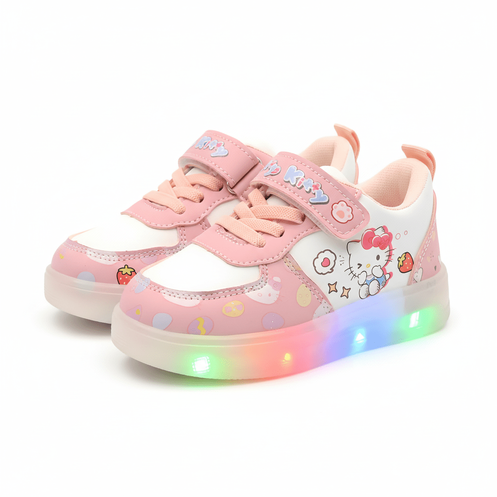 LED Kawaii Canvas Kids Sneakers – Kids in Pink | Durable, comfy | Kiddos Kicks Australia