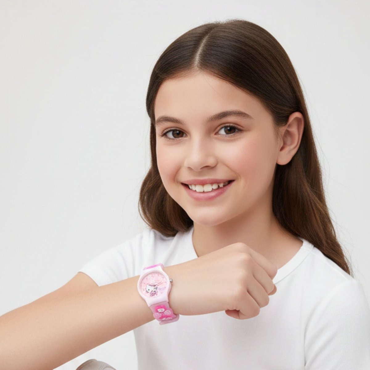 Hello Kitty kids watch, back view showing heel and ankle detail