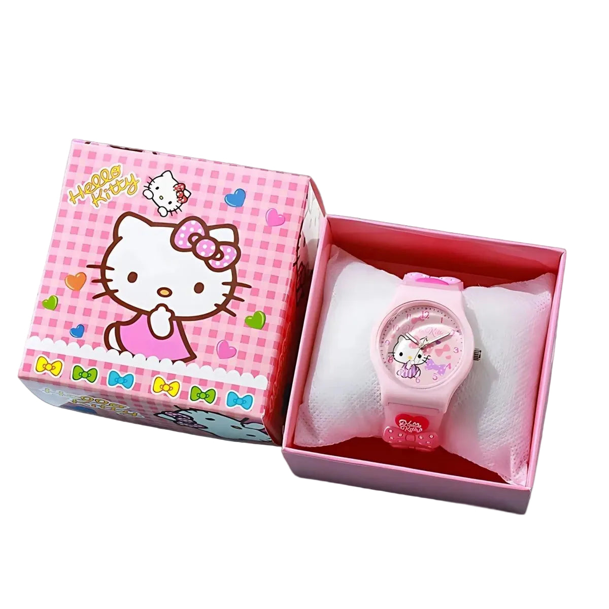 Hello Kitty kids watch, front view showing full design