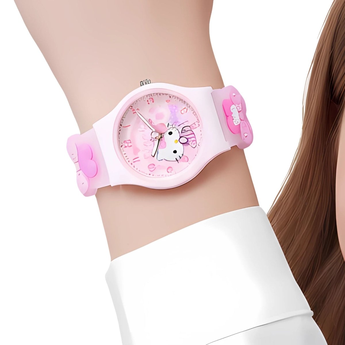Hello Kitty kids watch, side profile showing sole and upper detail